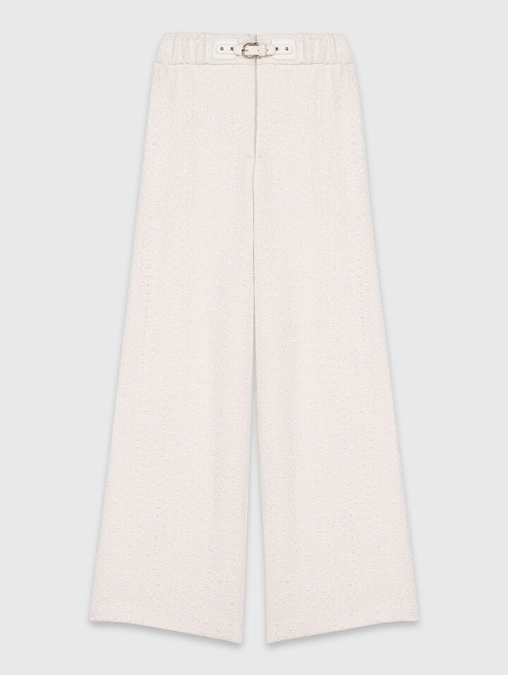 Wide-leg tweed trousers