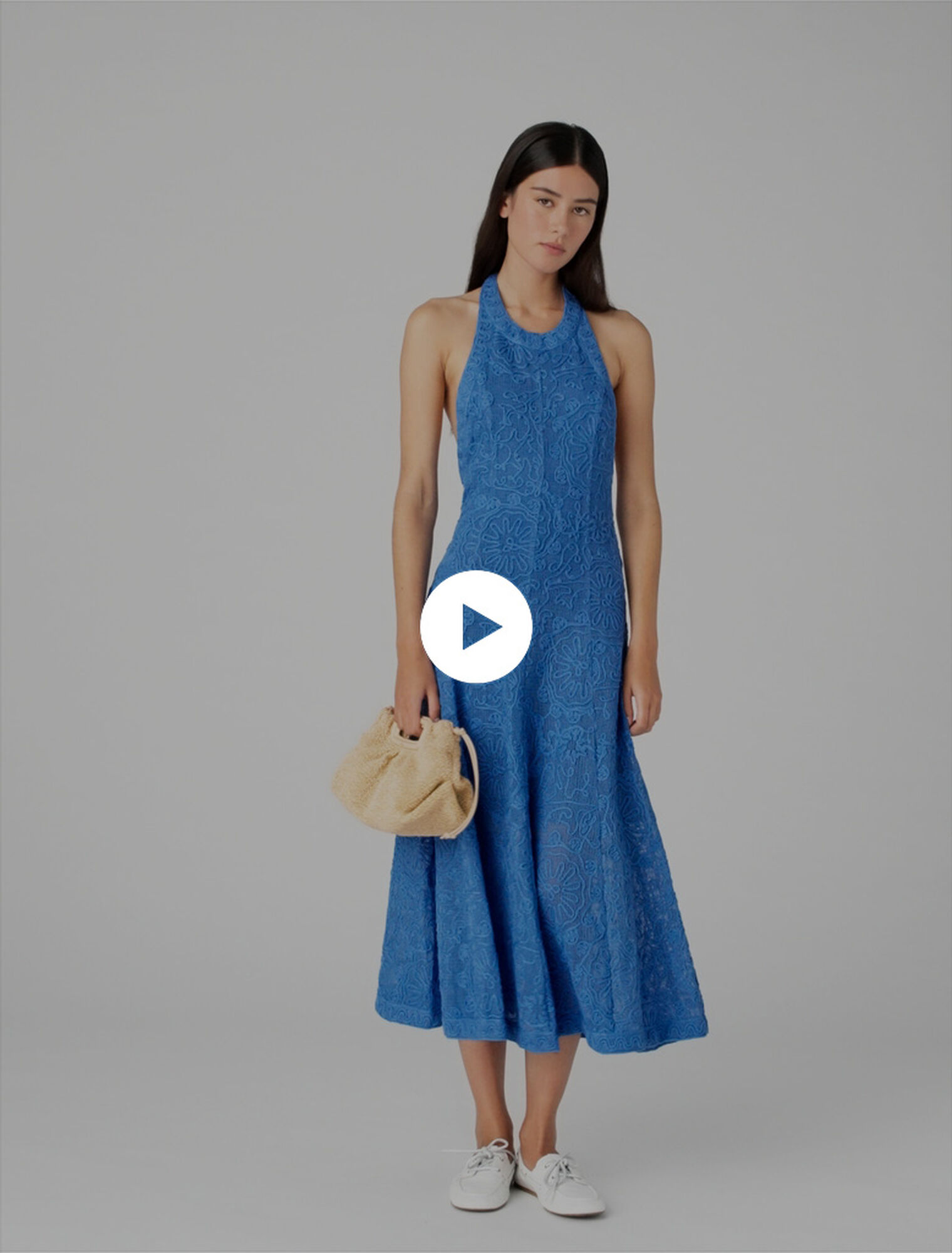 Backless guipure maxi dress