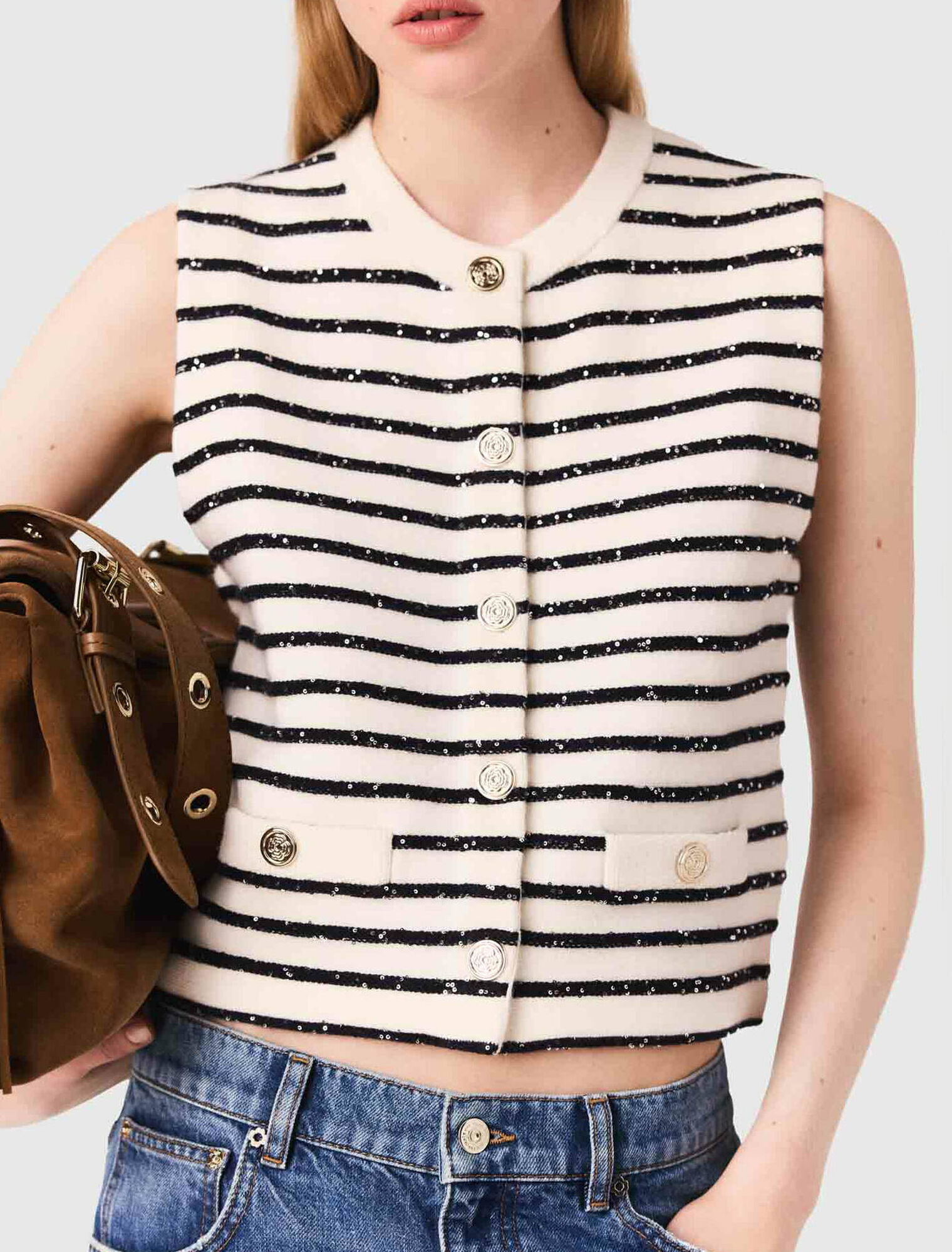 Striped wool blend top