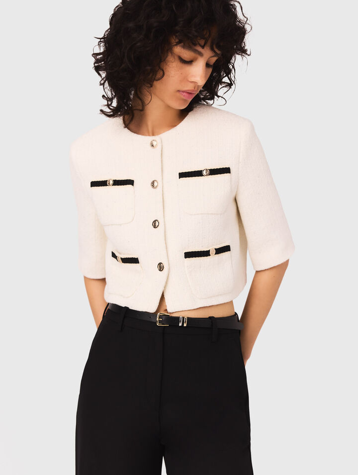 Short tweed lurex jacket
