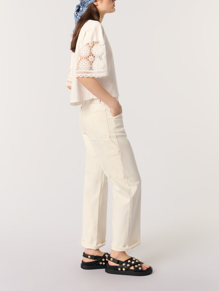 T-shirt with crochet sleeves