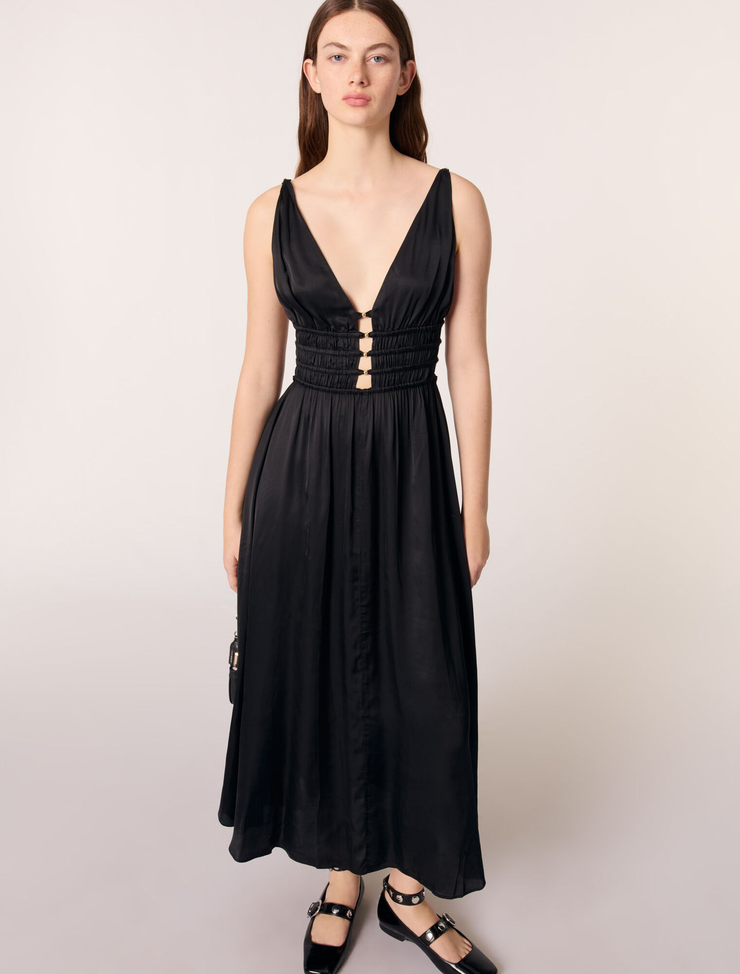Openwork satin-effect dress