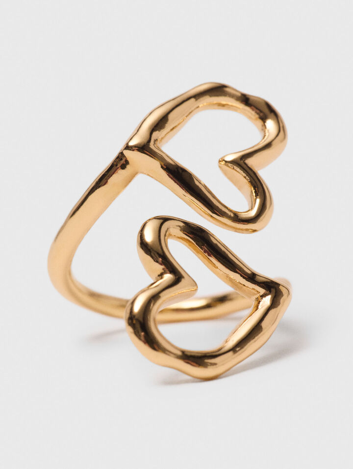 Double gold-plated heart ring