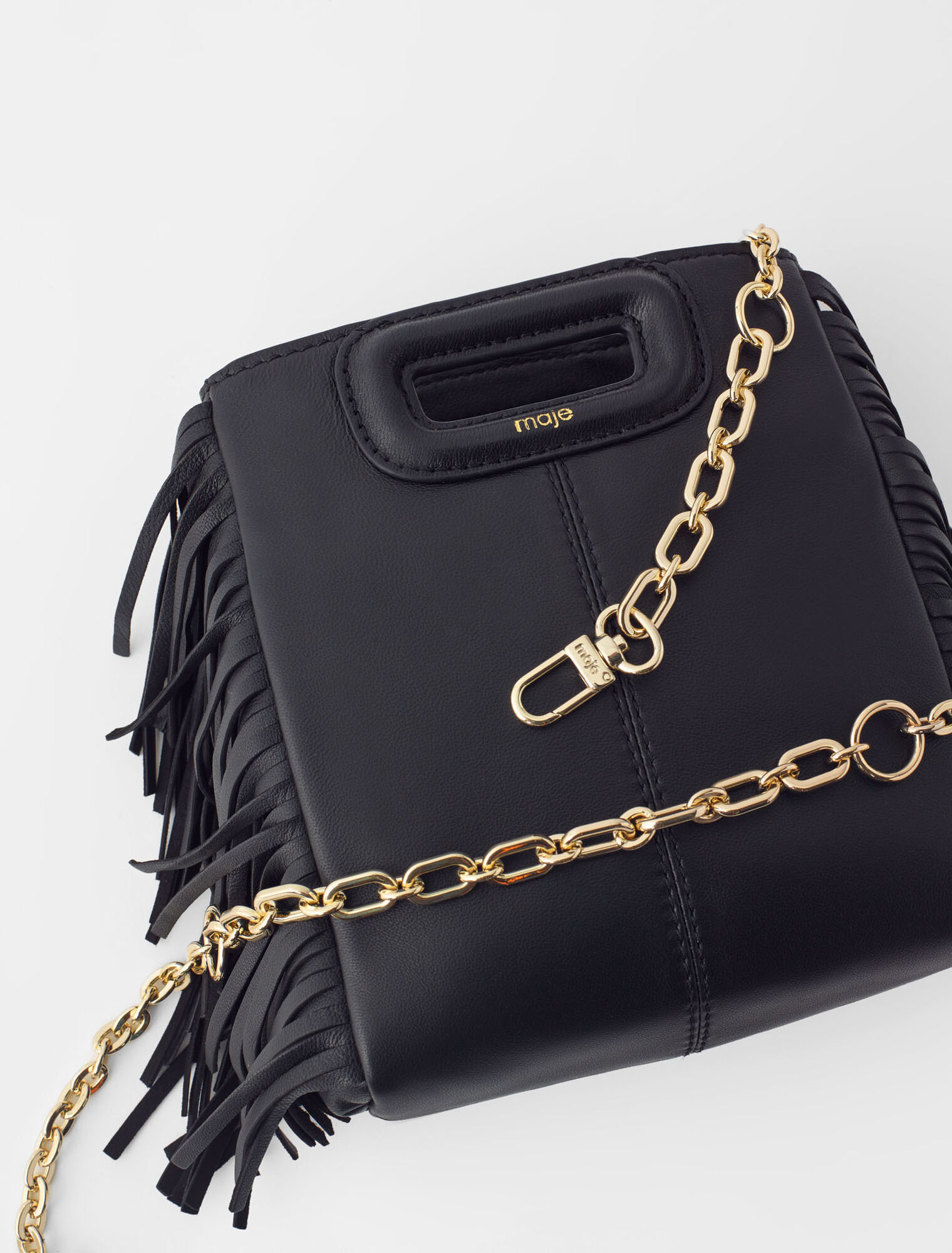 Leather bag with chain strap