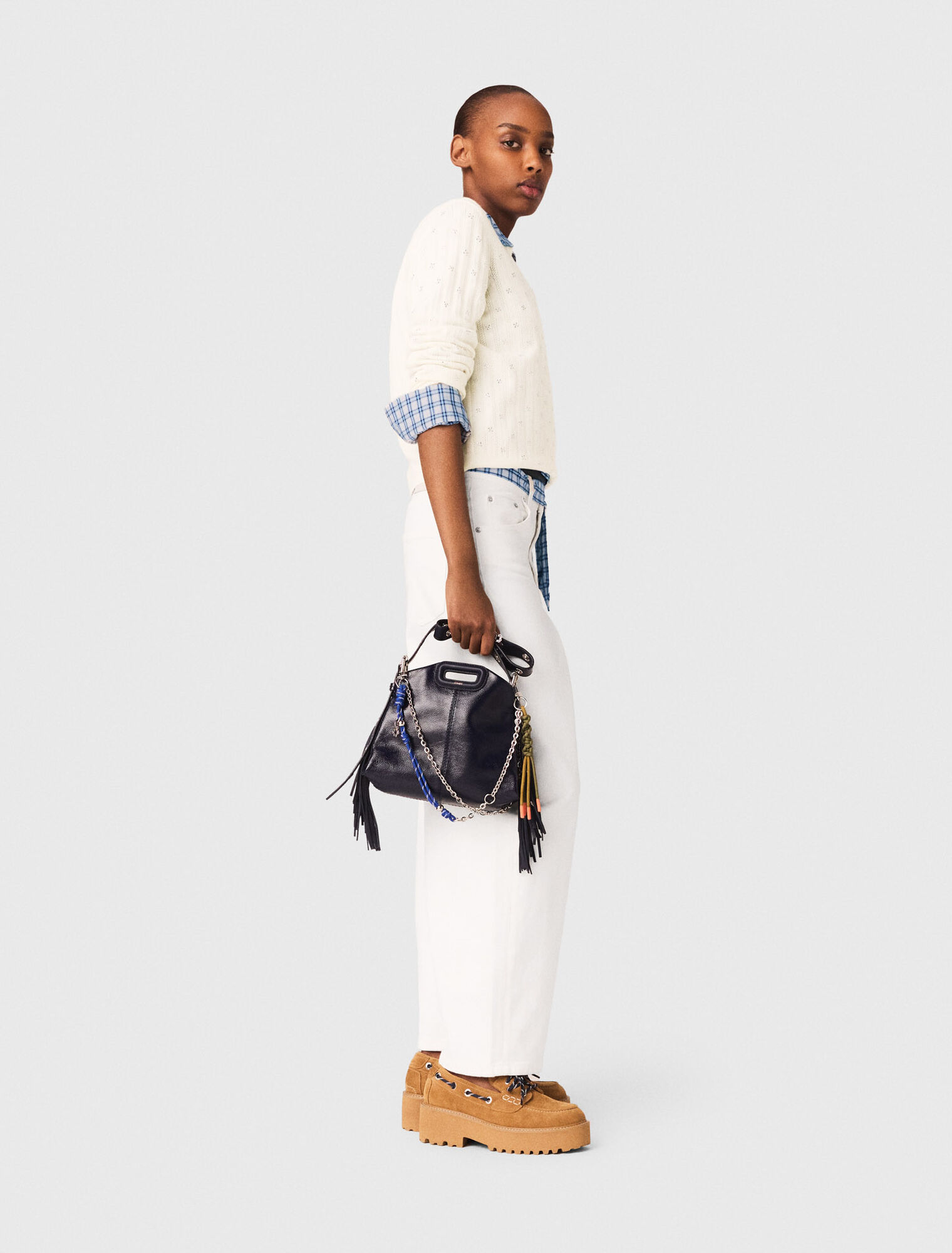 Rhinestone-front cardigan