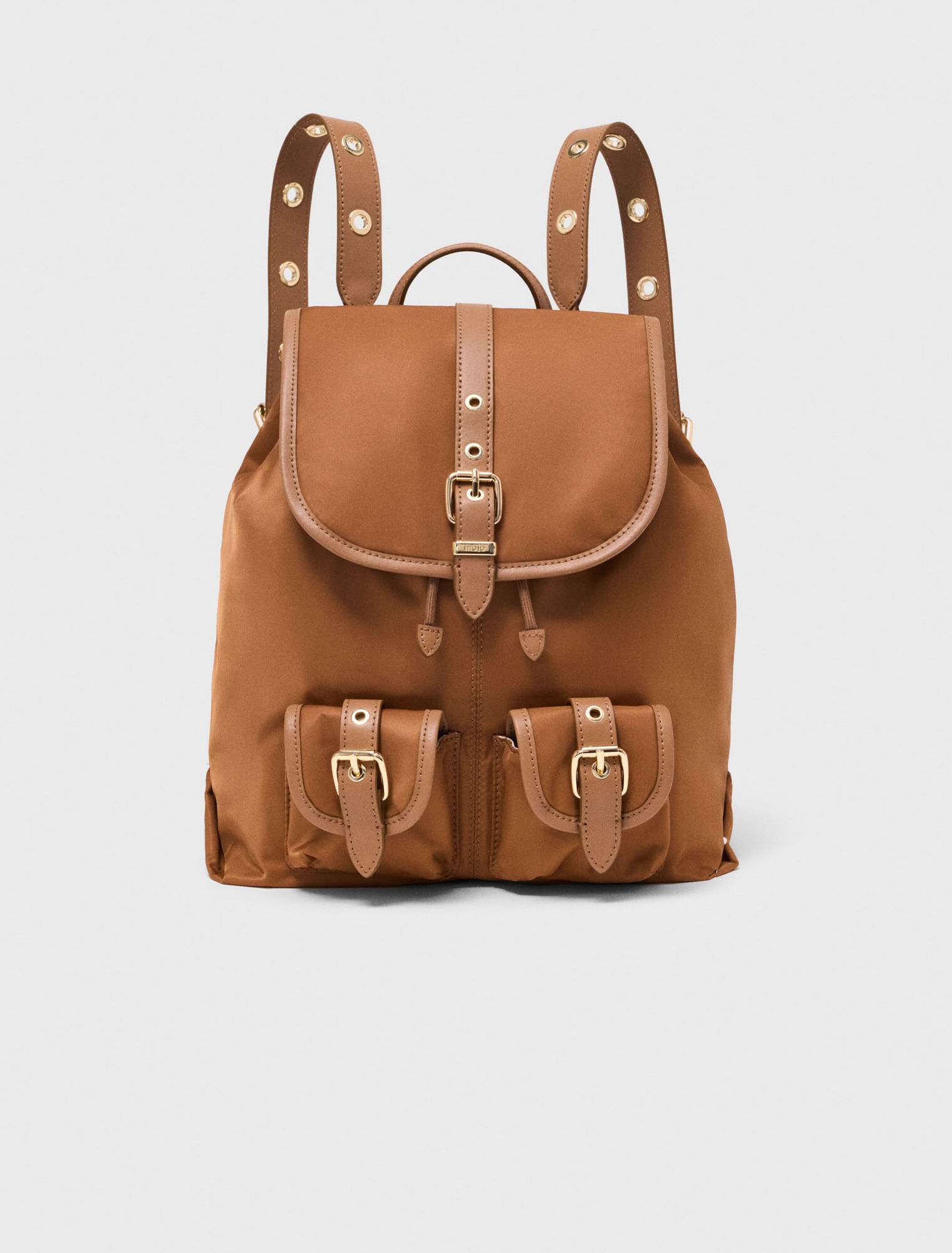 Leather and nylon backpack