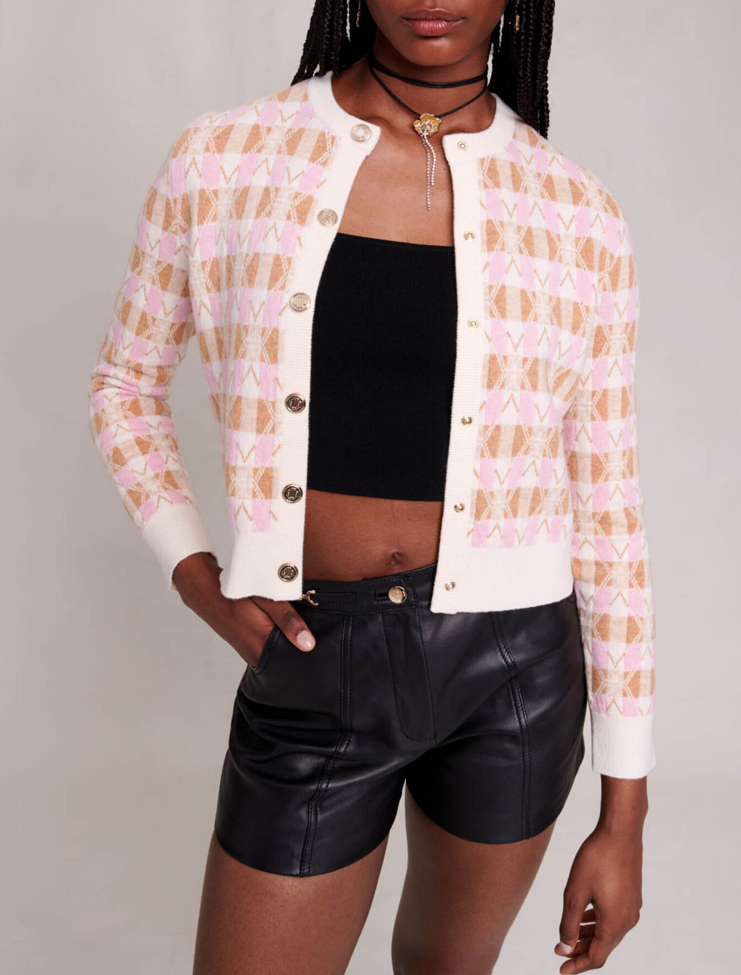 Checked cardigan