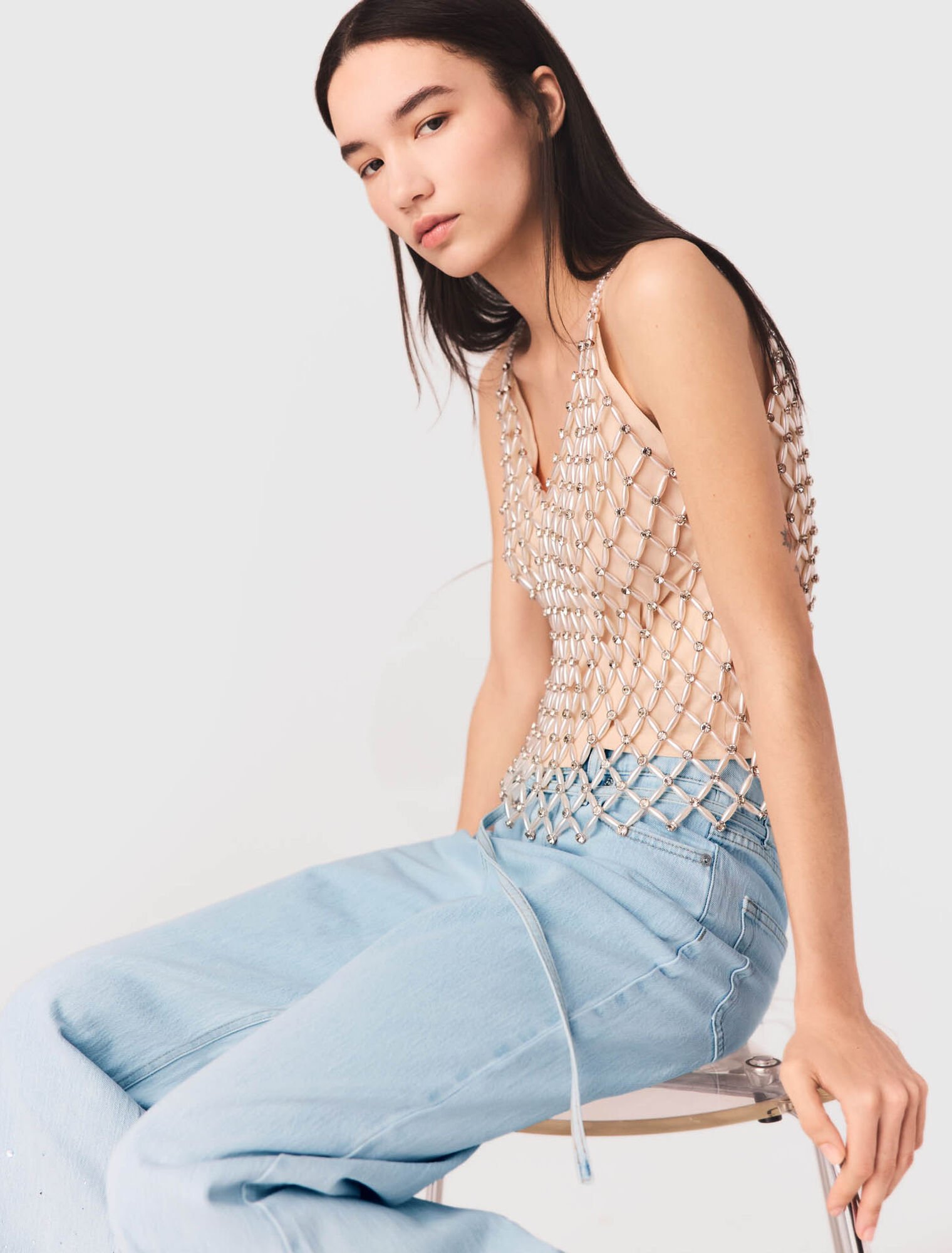 Beaded top with lining