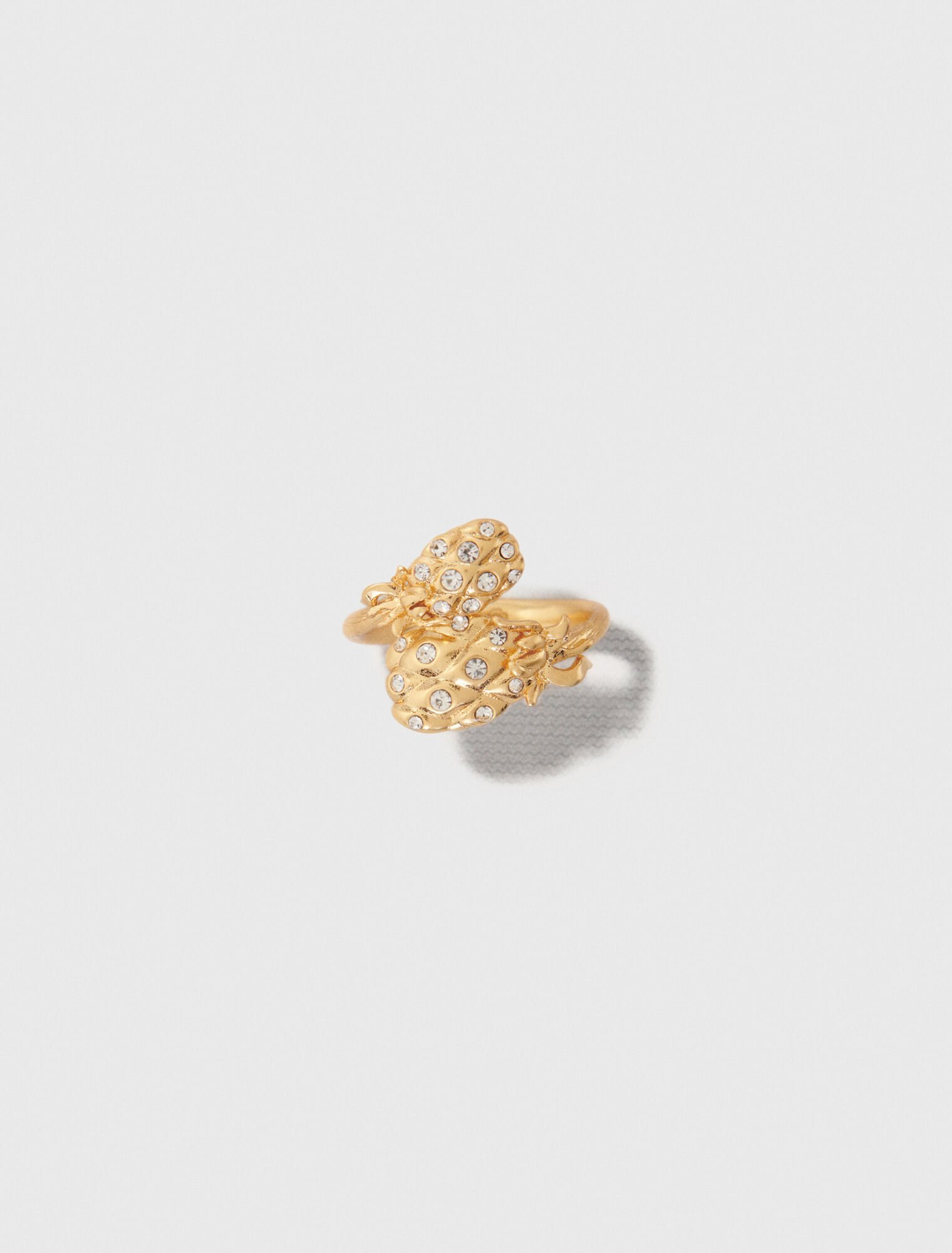 Double pineapple rhinestone ring