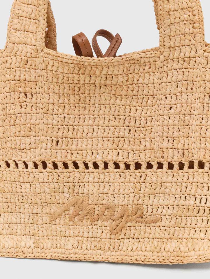 Natural raffia mini shopping bag