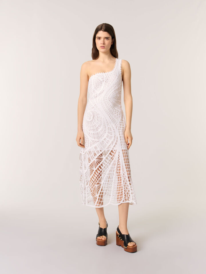 Asymmetrical crochet maxi dress