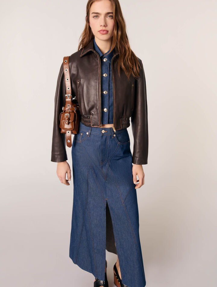 Long denim skirt