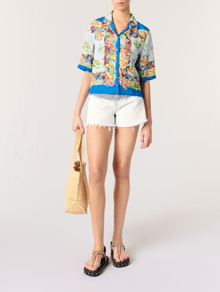 Patterned cropped shirt
