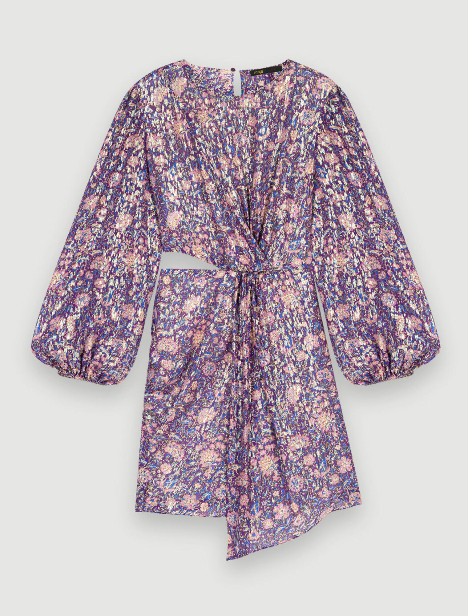 Metallic printed viscose dress