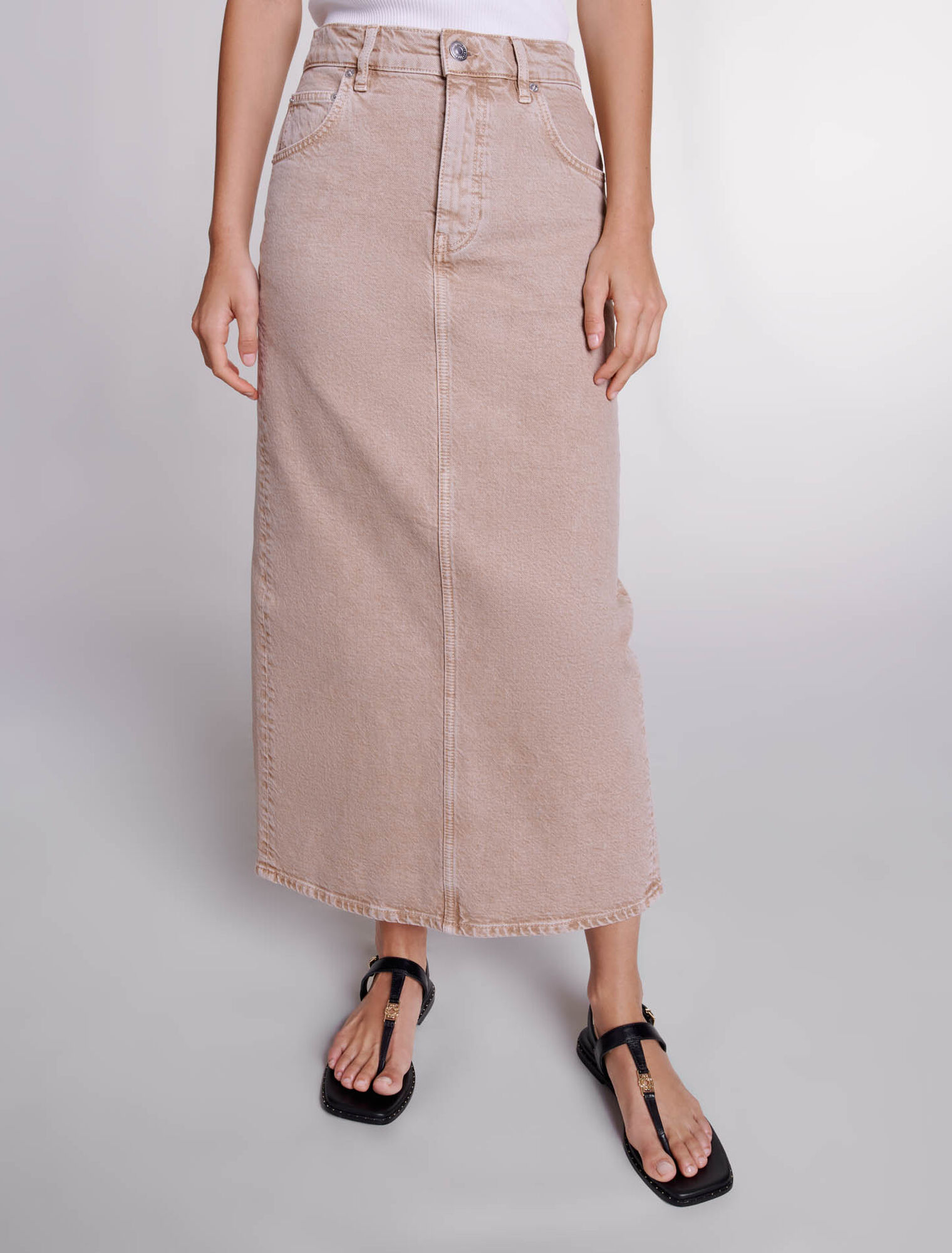 Long denim skirt