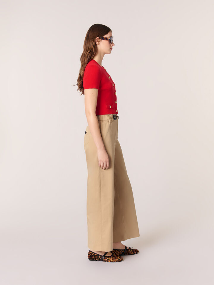 Wide-leg cotton trousers