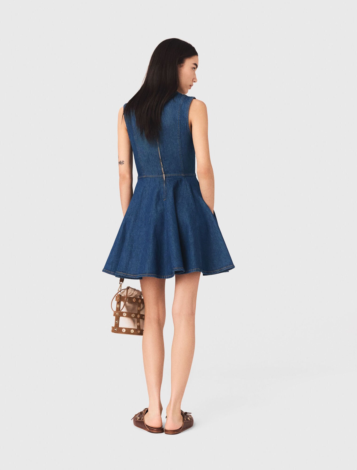 Short flared denim dress