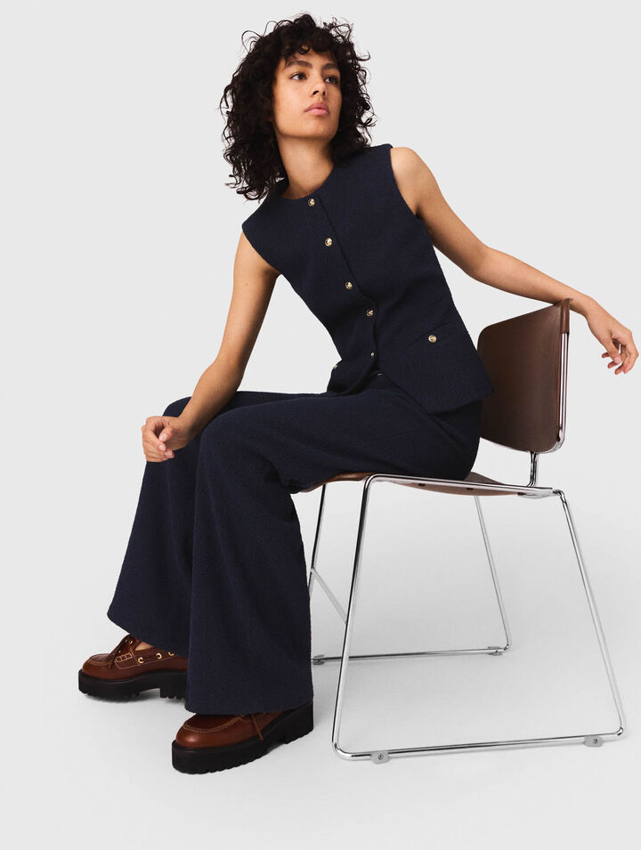 Straight-leg tweed trousers