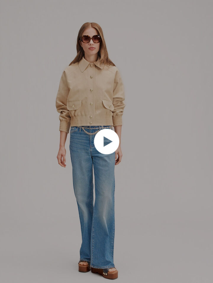 Linen and cotton bomber jacket