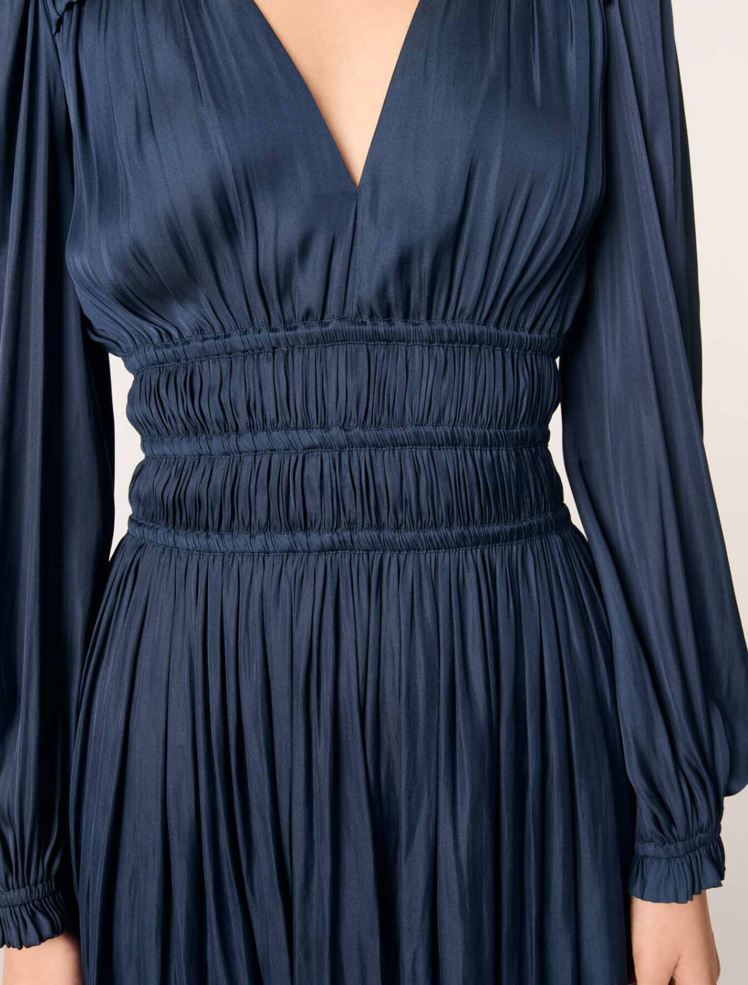 Short satin dress with ruffles