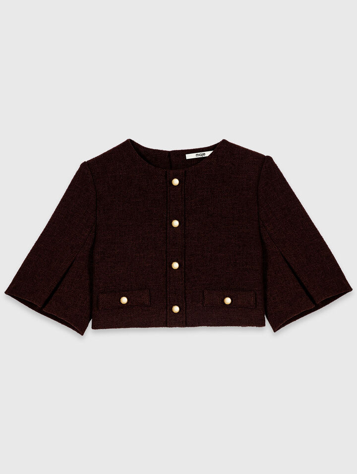 2-in-1 tweed cape dress