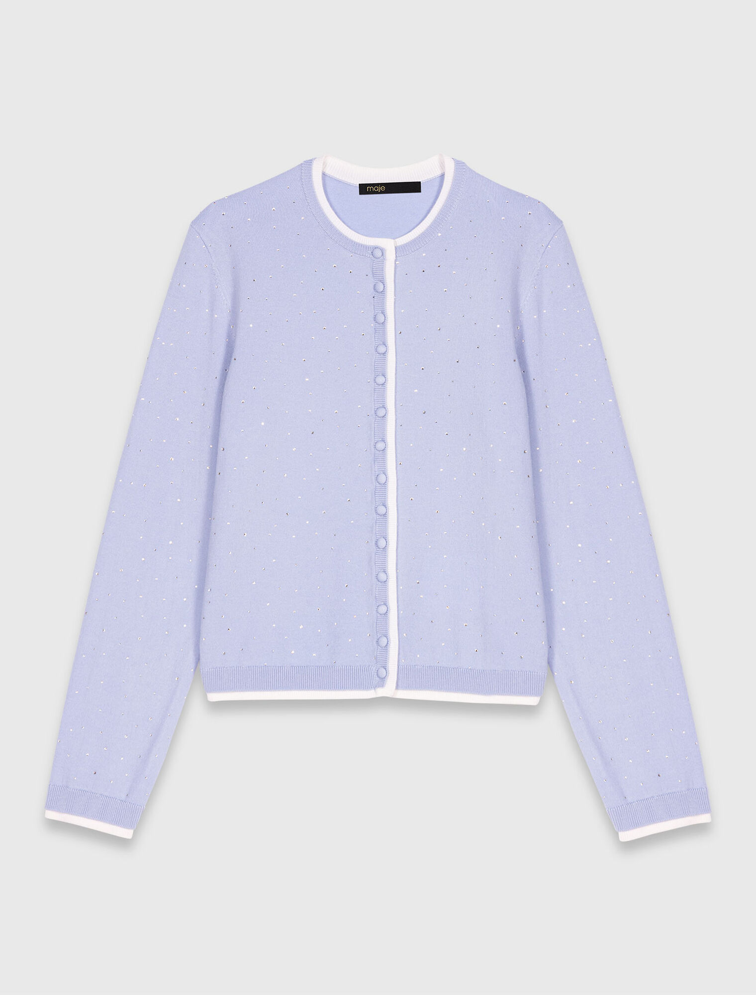 Knit cardigan with rhinestones