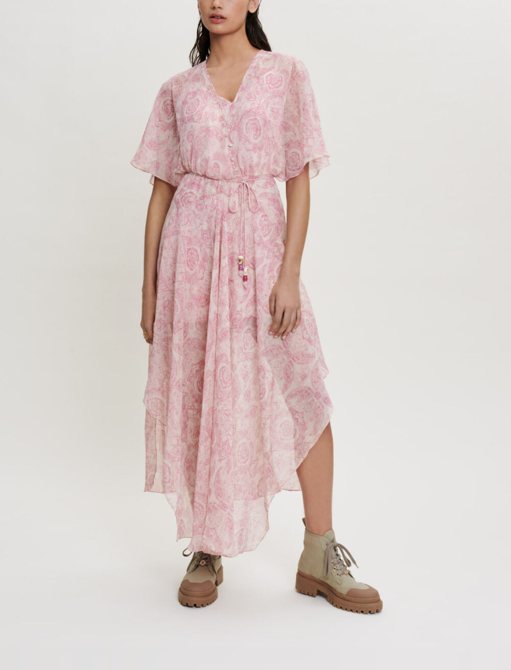 Paisley print floaty scarf dress