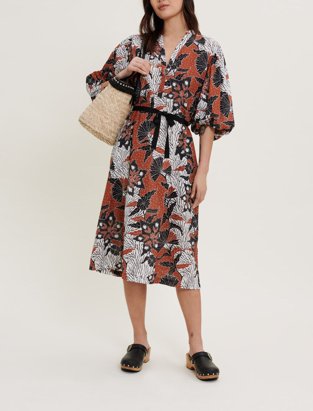 Printed cotton voile dress Dresses Maje