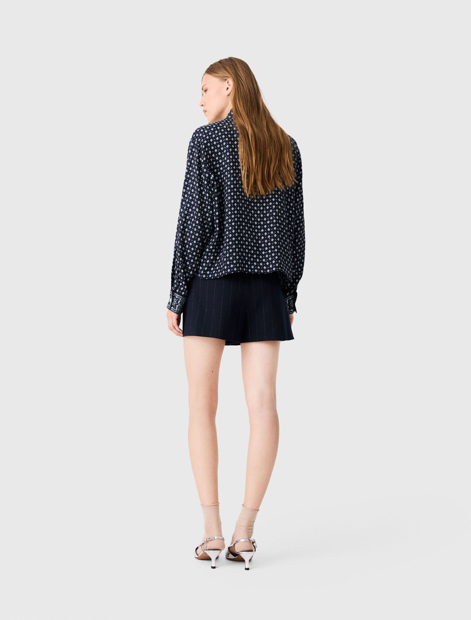 Printed shirt with rhinestones
