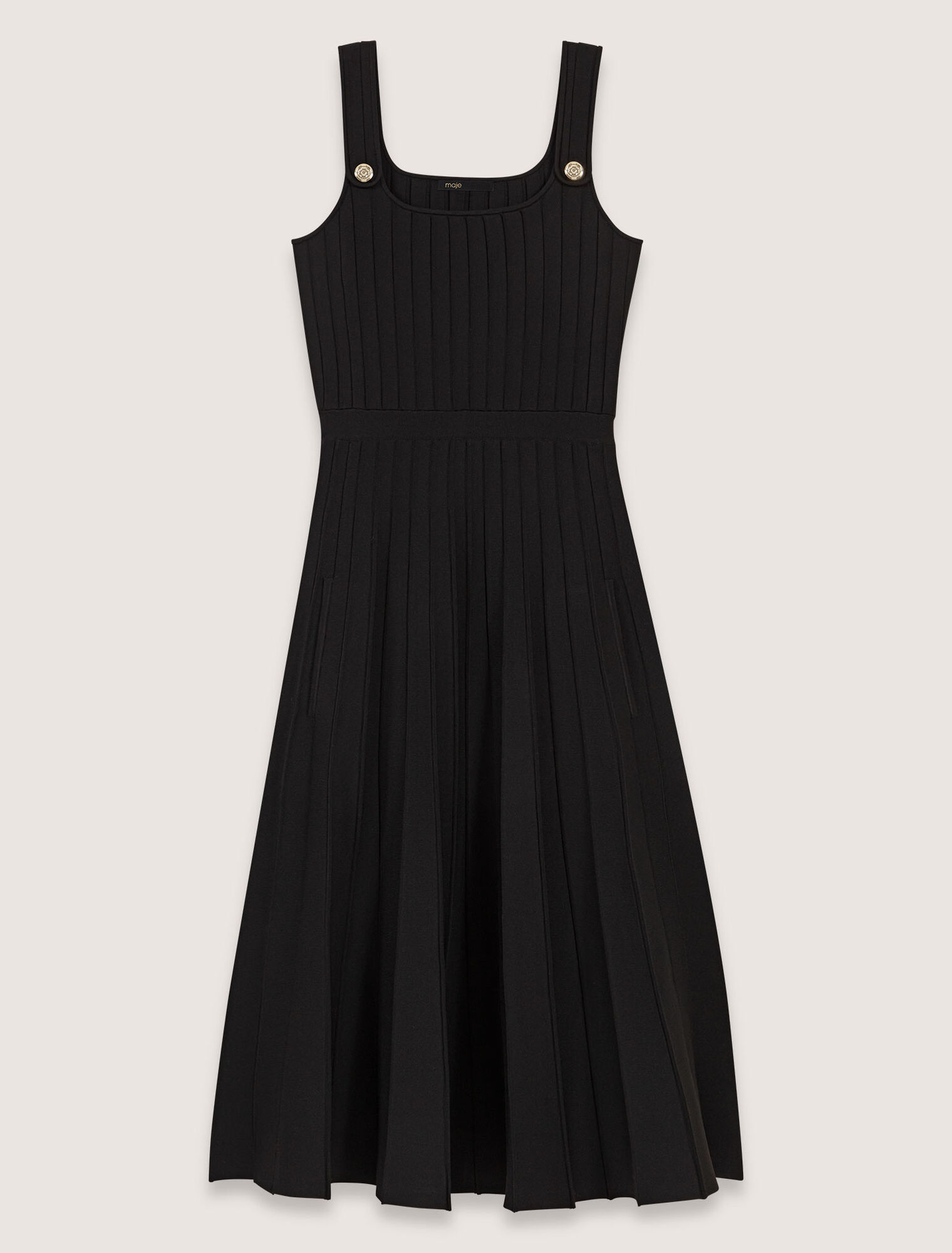 Pleated knit midi dress
