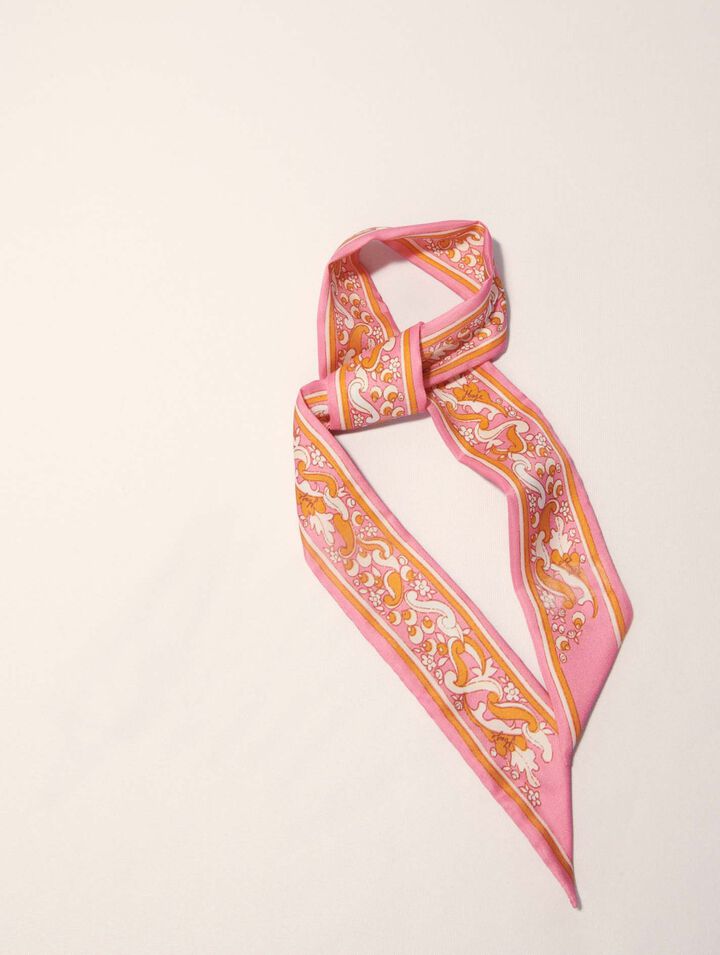 90x5cm floral motif ribbon scarf