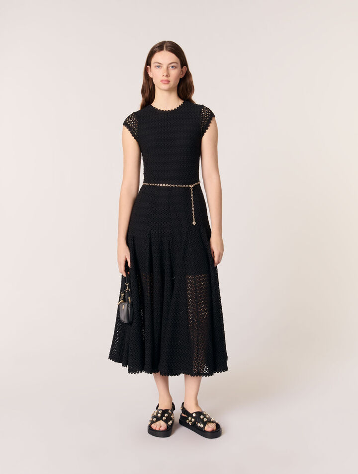 Crochet-knit maxi dress