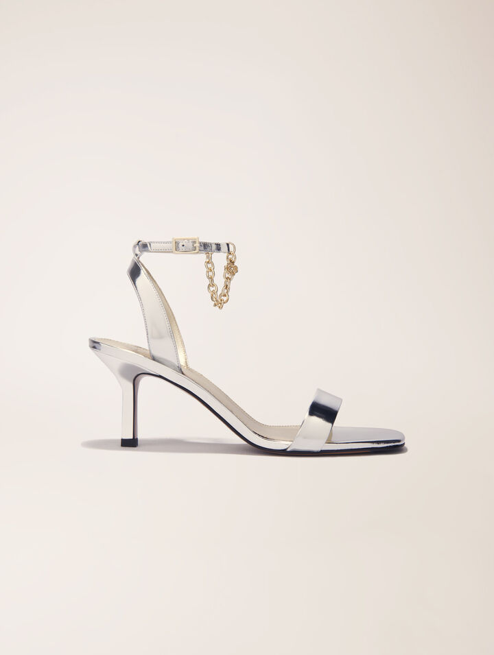 Heeled mirror leather sandals