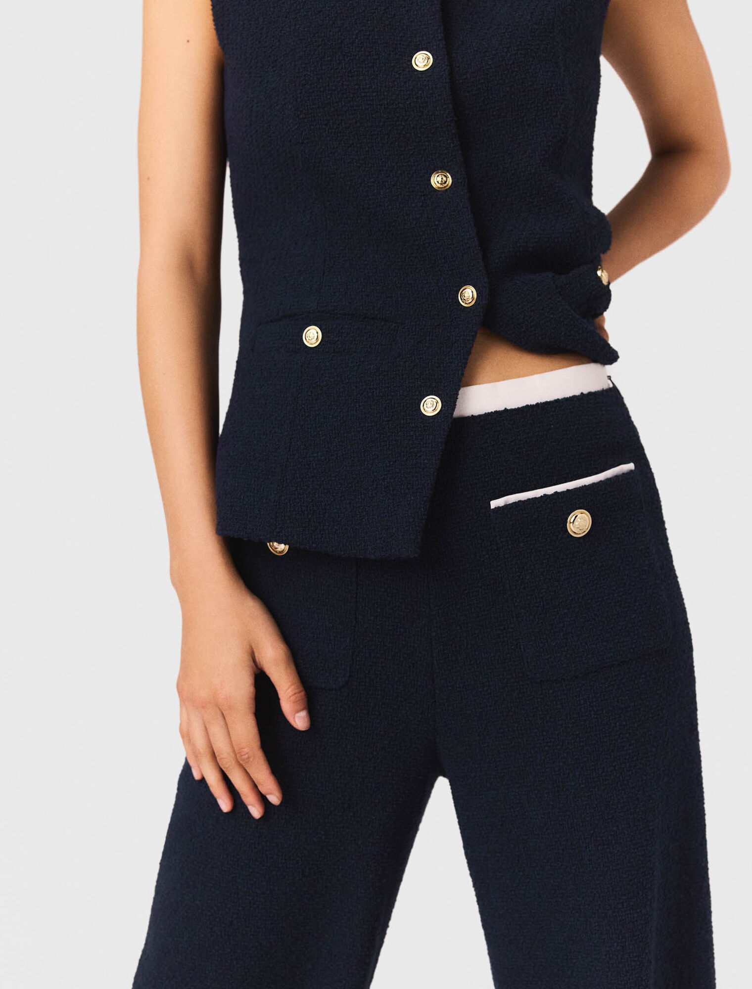 Straight-leg tweed trousers