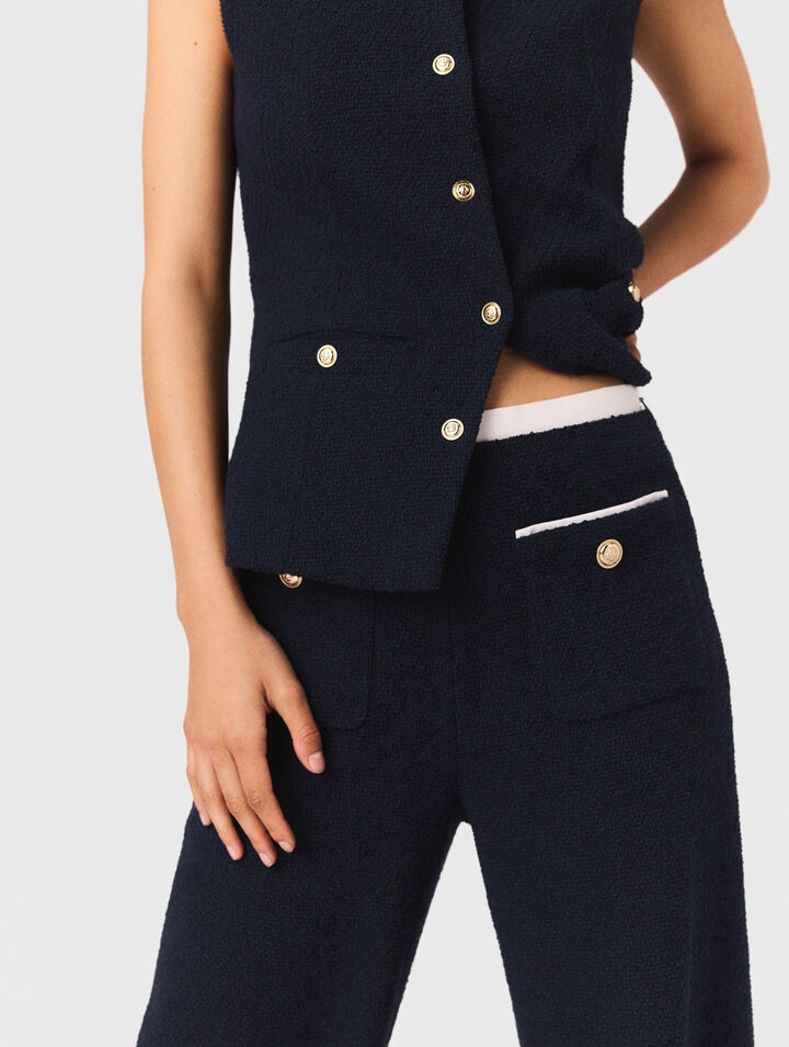 Straight-leg tweed trousers