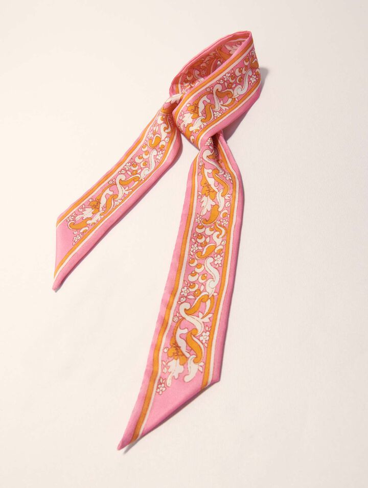 90x5cm floral motif ribbon scarf