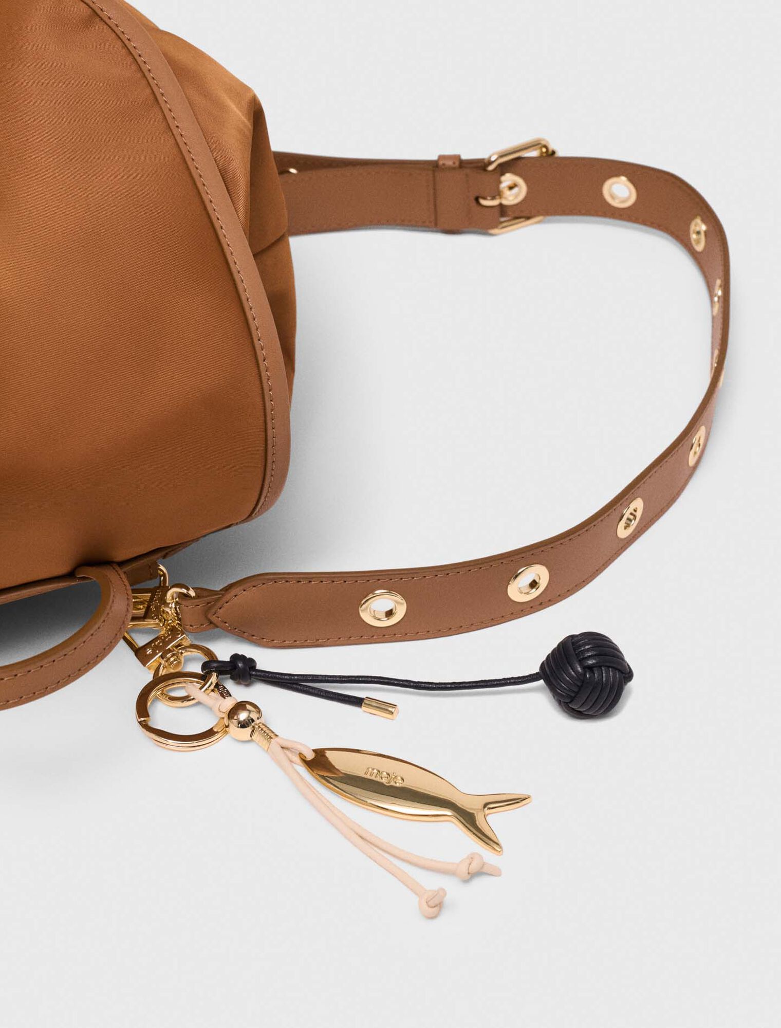 Leather and nylon backpack