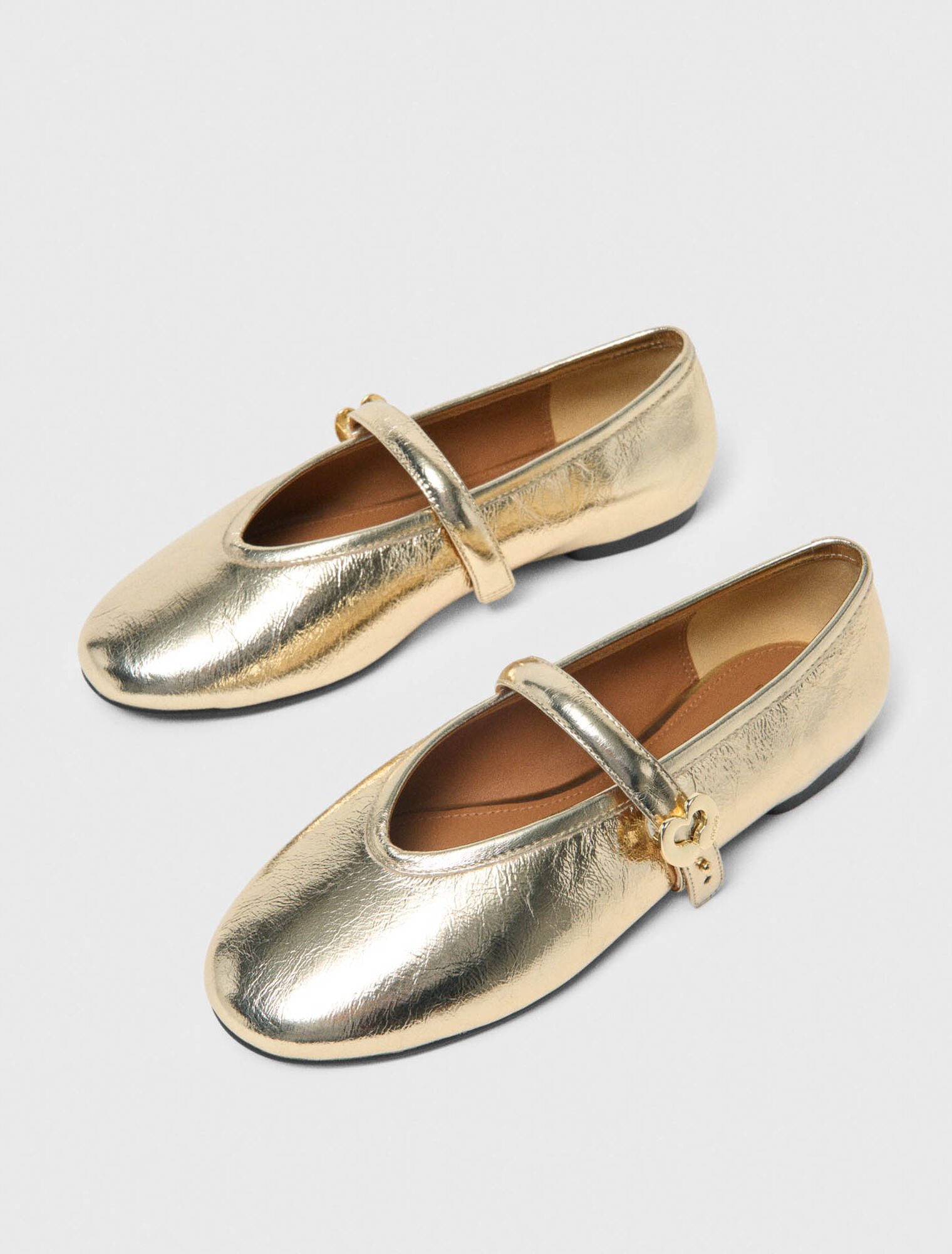 Metallic leather ballet flats