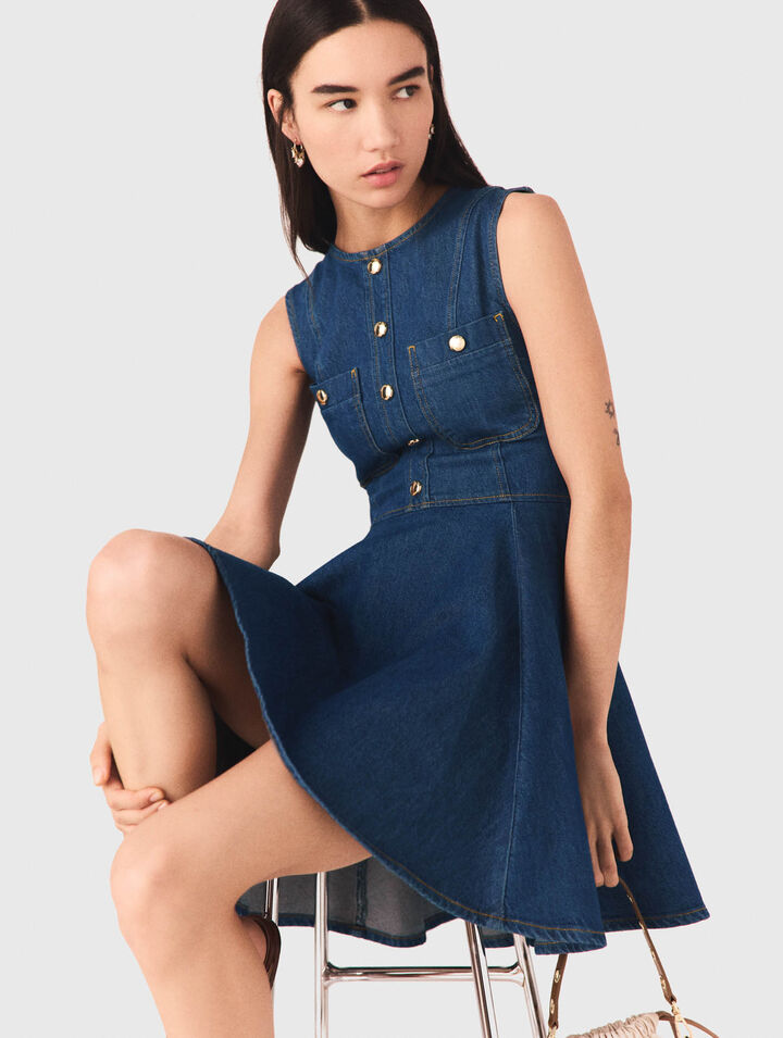 Short flared denim dress