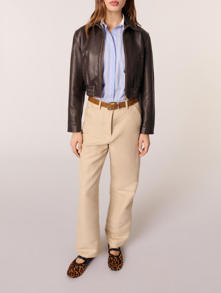 Linen and cotton suit trousers