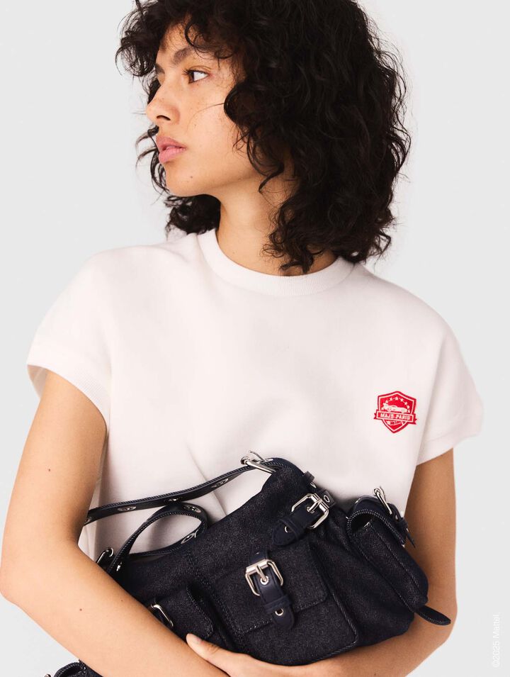 Embroidered logo crop sweatshirt