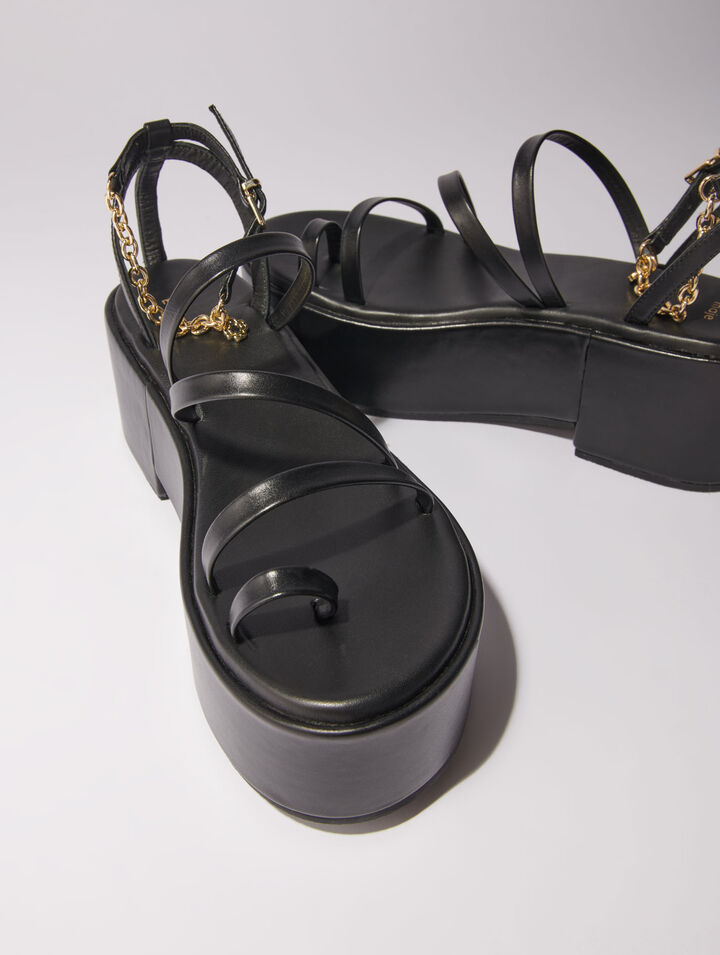 Leather platform sandals