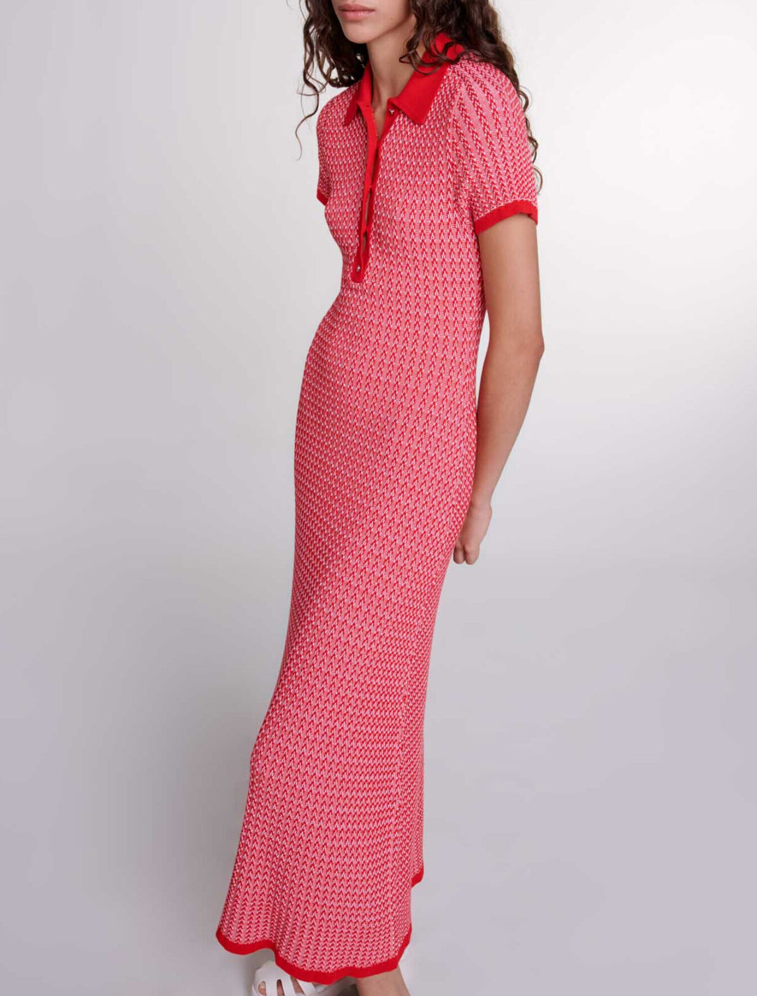 Herringbone knit maxi dress