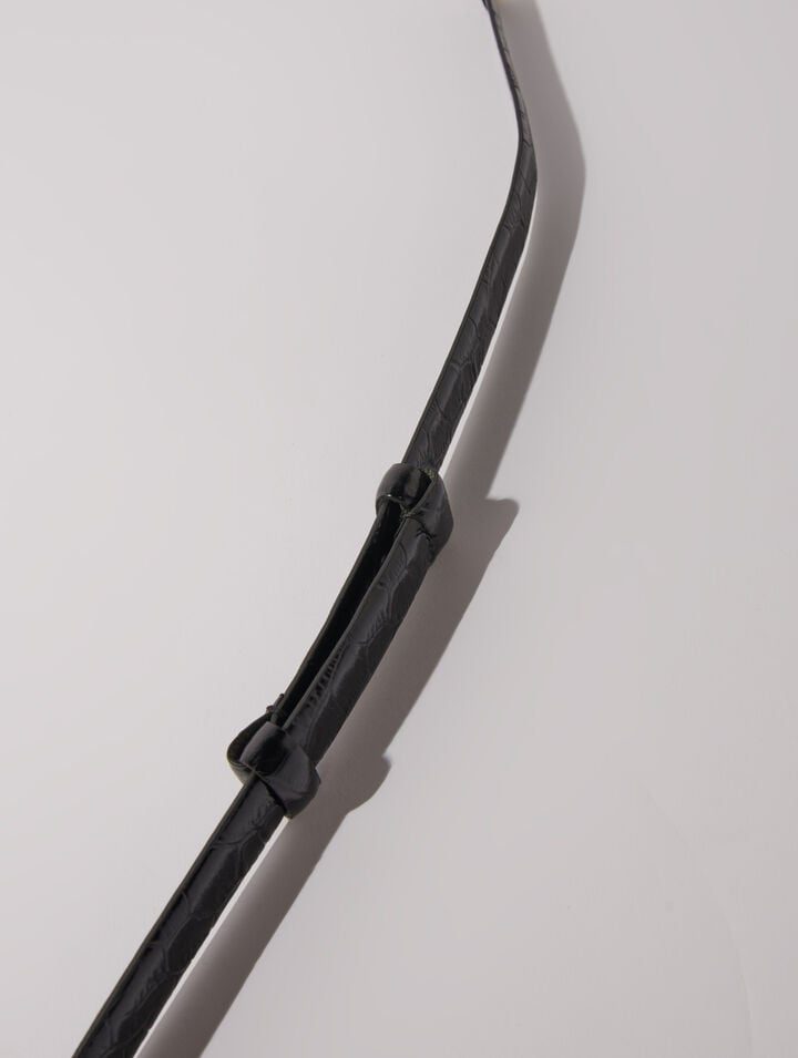 Leather belt with horse bit buckle