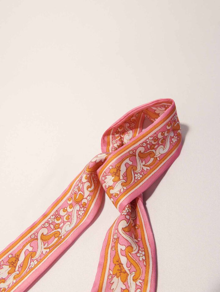 90x5cm floral motif ribbon scarf
