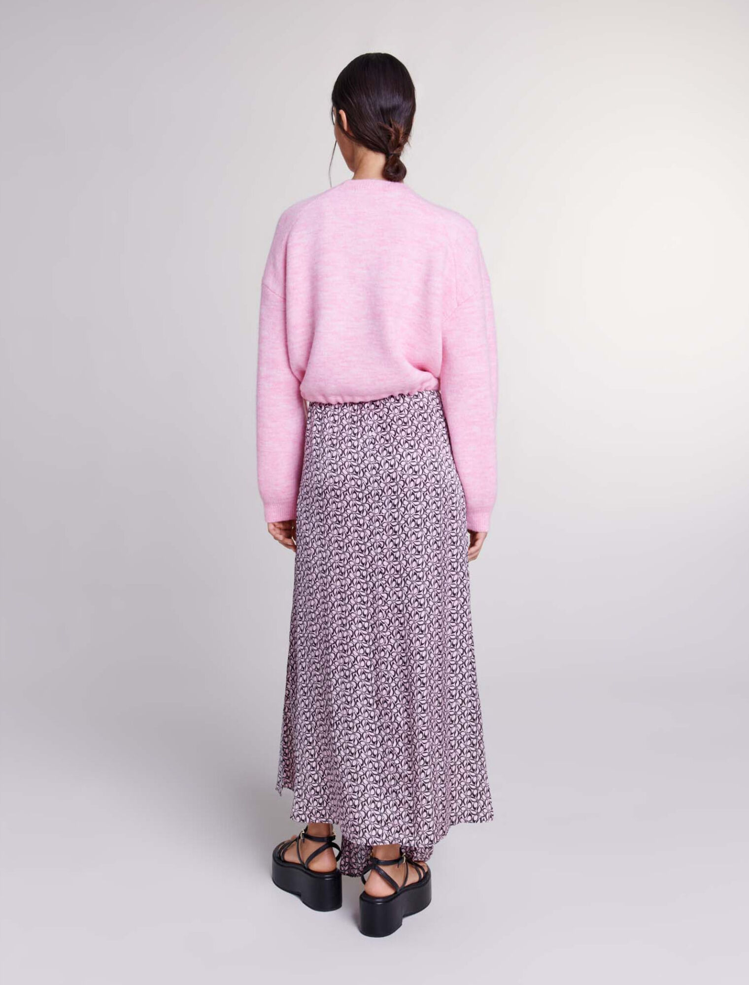 Cropped knit jumper with drawstring