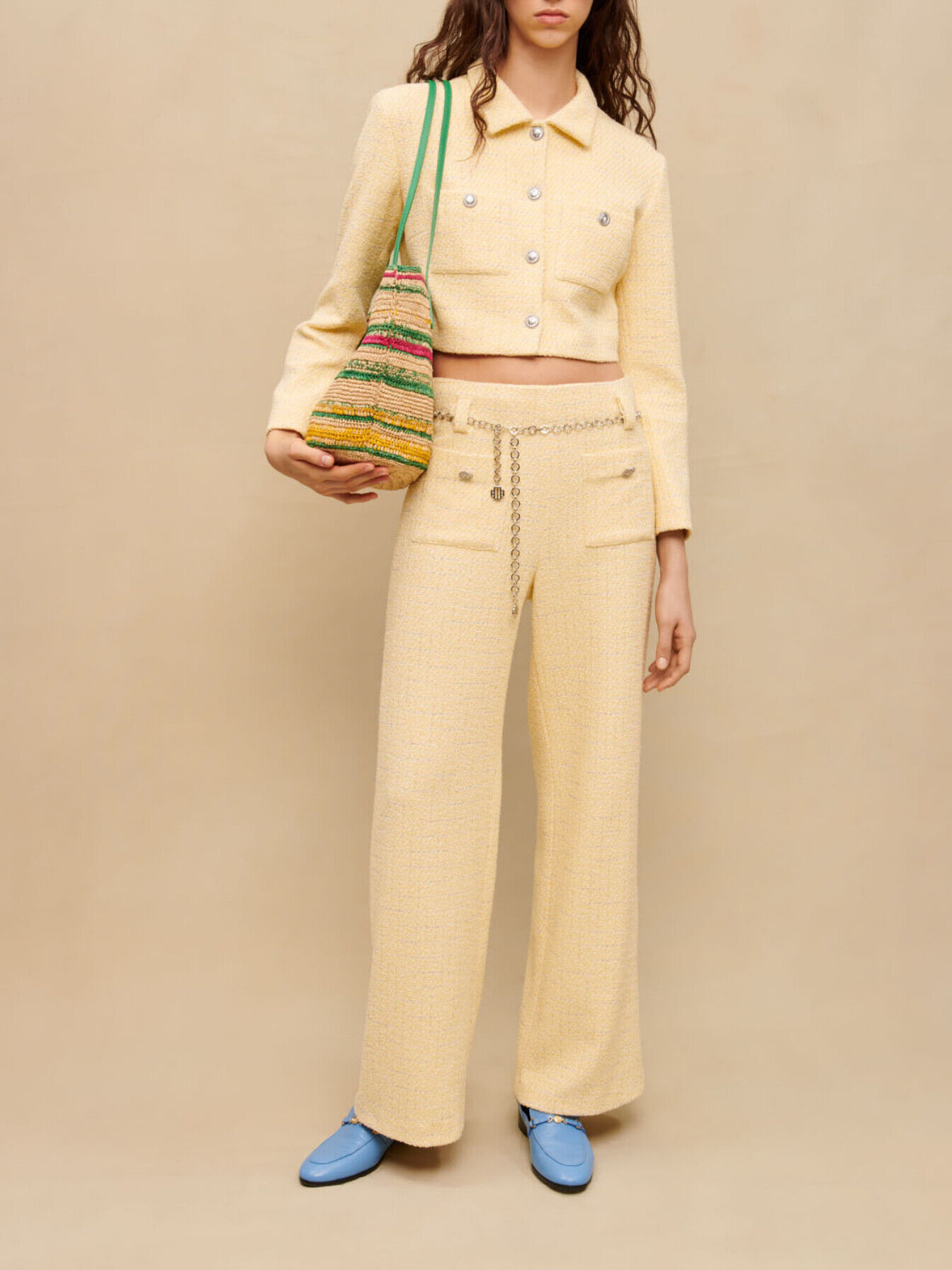 Maje yellow tweed jacket sales