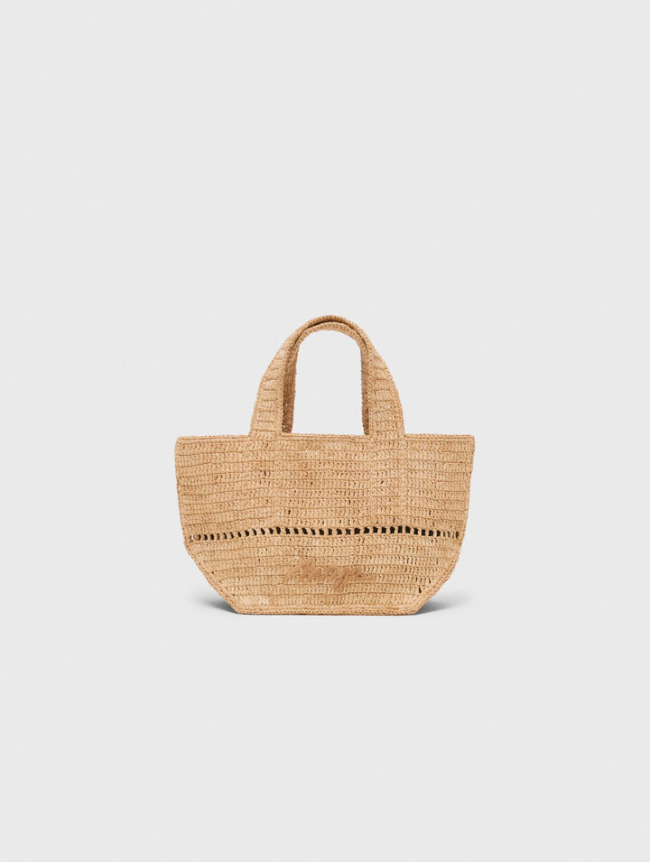 Natural raffia mini shopping bag