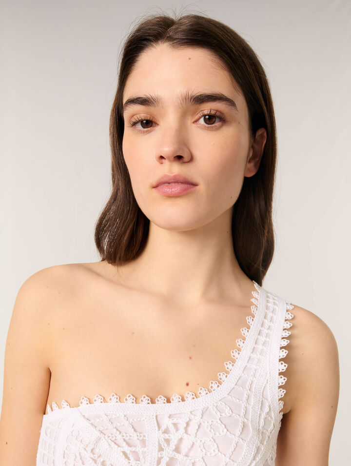 Asymmetrical crochet maxi dress