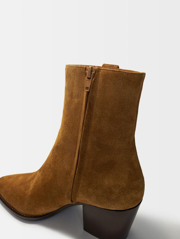 Camel suede boots